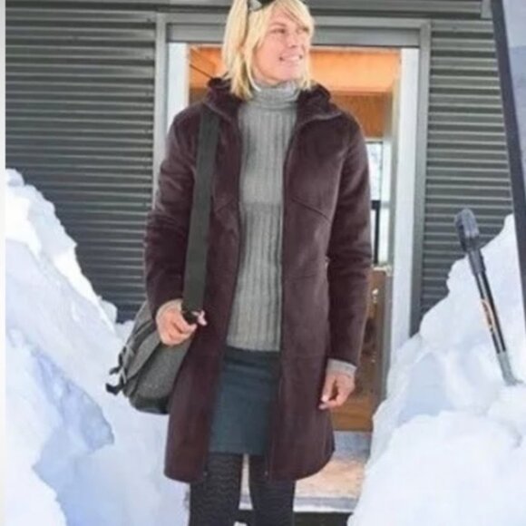Athleta Minka Plush Midline Fleece Coat in Olive Green Cozy Warm Women's Large - Picture 1 of 7